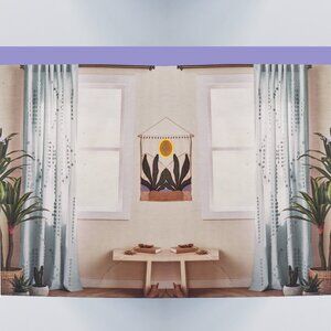 2 new ETHER Wild Sage Tufted Triangle Cotton 95"L x 50"W Window Curtain Panels